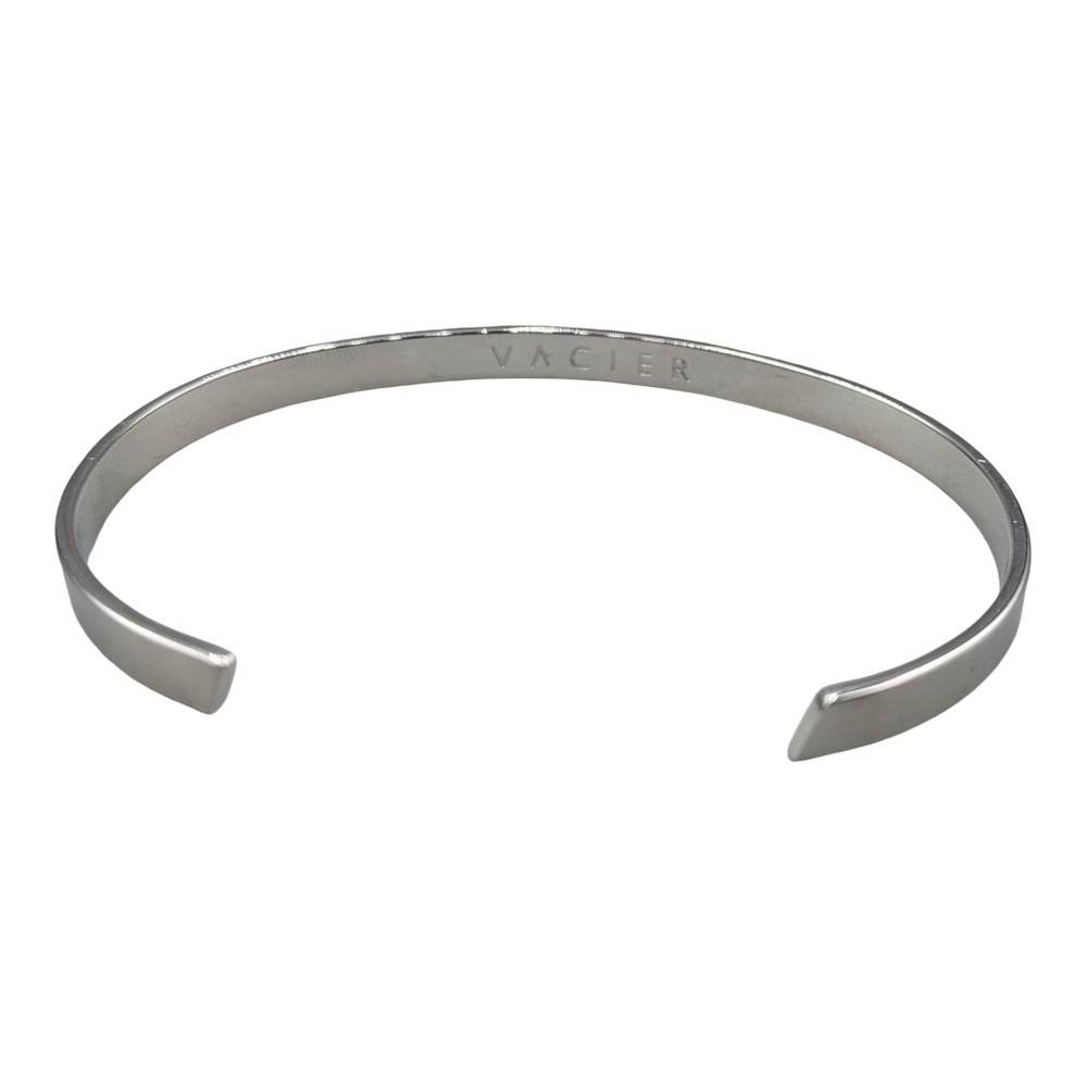 VACIER Unisize Cuff Bracelet Brushed Silver Minimalist Stainless Steel VBCUMB02